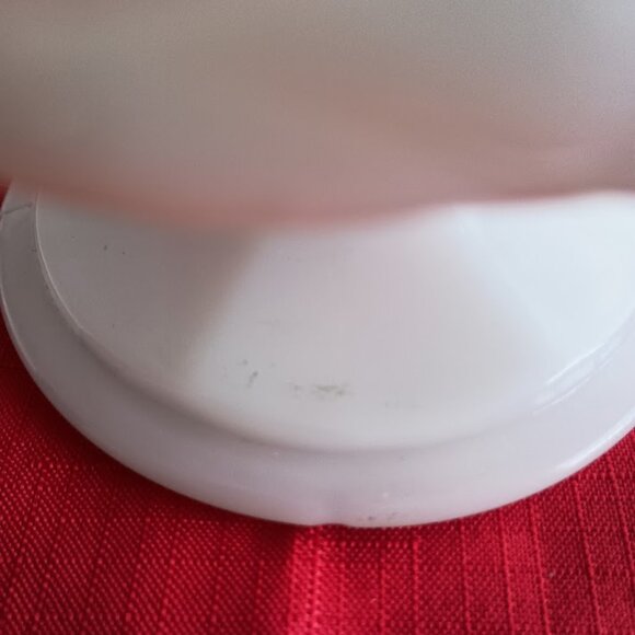 Vintage Milk Glass Diamond Weave Pattern Pedestal Bowl - Picture 5 of 8